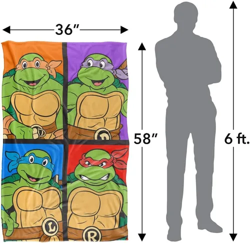 Miniatura 4 de Teenage Mutant Ninja Turtles TMNT Turtle Tiles Manta sedosa al tacto súper suave, 36 x 58 pulgadas