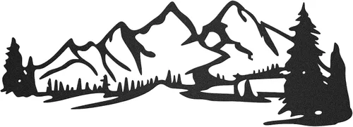 Zhengmy Arte de pared de metal con escena de montaña, paisaje y bosque, decoración para el hogar, cabaña, garaje, cabaña, cabaña, cabaña, 15.75 x
