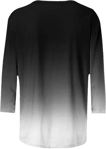 Miniatura 3 de Blusas de verano para mujer 2023, blusas de verano de manga tres cuartos con cuello redondo y estampado casual
