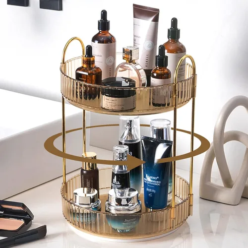 Miniatura 9 de shuang qing Organizador de Maquillaje Giratorio para Tocador, Almacenamiento de Maquillaje Transparente para Cuidado de la Piel de Alta Capacidad