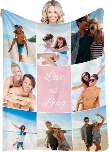 Miniatura 28 de Manta personalizada con fotos, texto, fotos personalizadas, mantas para adultos y niños, cumpleaños familiar, 1 foto, 50 x 40 pulgadas