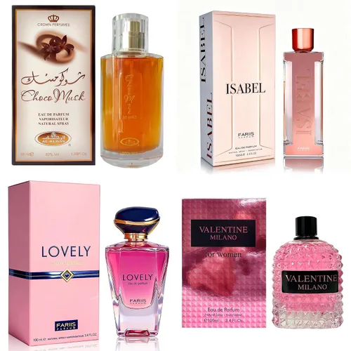 Miniatura 22 de AFLUXE Set de perfume para mujer, 4 piezas, colección Eau De Parfum de larga duración, almizcle Choco/Milano Mujer/6pm Rosa/7AM Fresh