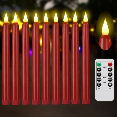 Miniatura 17 de Velas cónicas sin llama con control remoto y temporizador, candeleros LED que funcionan con baterías con llama 3D parpadeante, velas falsas