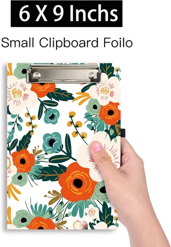 Miniatura 2 de Hongri Mini Portapapeles Folio con Bloc de Notas Rayado Recargable y Bolsillo de Almacenamiento Interior para Estudiantes, Aula, Oficina, Mujeres