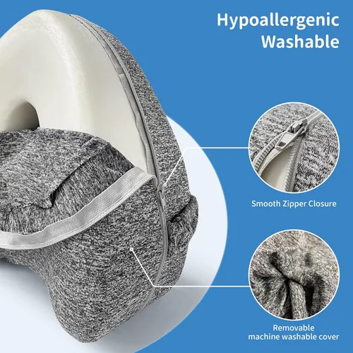 Miniatura 6 de Almohada de rodilla para dormir de lado, almohada de pierna con correa elástica, almohada de columna vertebral suave para dormir de lado, almohadas