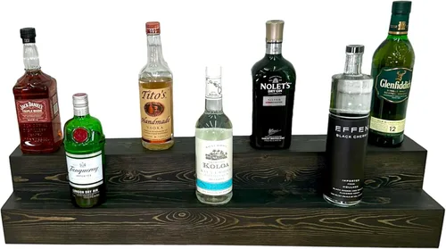 Estante escalonado para botellas | Expositor de botellas de licor de 2 niveles | Organización de bar | Estante de exhibición | Estante de vino |
