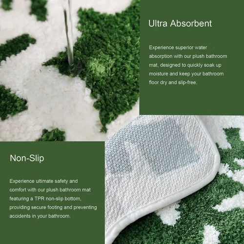 Miniatura 3 de YRXRUS Alfombra de baño de copos de nieve, decoraciones navideñas, tapete con forma de nieve verde y blanca, sala de estar, dormitorio, cocina
