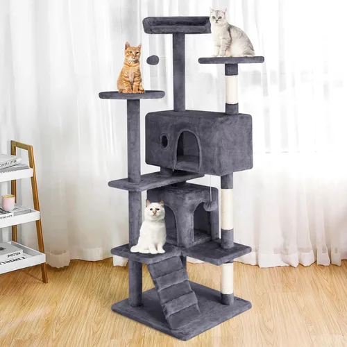Miniatura 2 de PayLessHere Árbol para Gatos de 54 Pulgadas Torre para Gatos con Poste Rascador para Gatos, Soporte de Condominio para Gatos de Múltiples Niveles