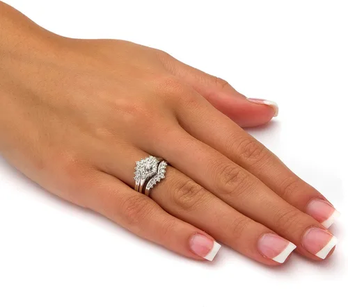 Miniatura 3 de PalmBeach Jewelry Yellow Gold-Plated or Platinum-Plated Sterling Silver Round Genuine Diamond 3 Piece Bridal Ring Set (15 cttw, I Color, I3 Clarity)