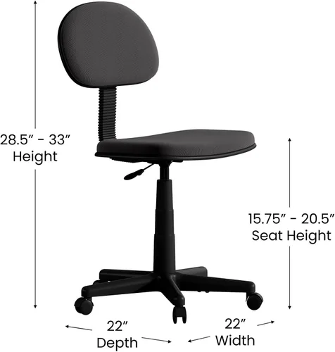 Miniatura 3 de Flash Furniture Silla de oficina giratoria de respaldo bajo Silla de estudiante negra ajustable con asiento y respaldo de malla acolchada Silla