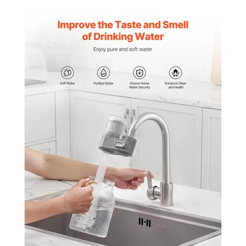 Miniatura 2 de Happybuy Grifo - Filtro de agua de montaje, purificador de agua vertical para fregadero, filtro de fibra de carbono certificado NSF, elimina