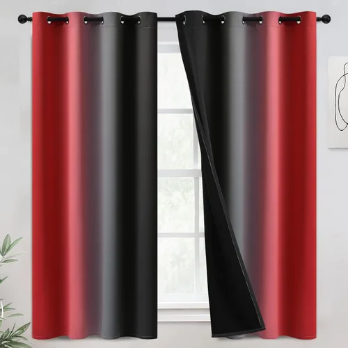 Miniatura 47 de COSVIYA - Cortinas 100% opacas y visillos con ombre, cortinas negras de 63 pulgadas de largo, 2 paneles, cortinas de oscurecimiento total