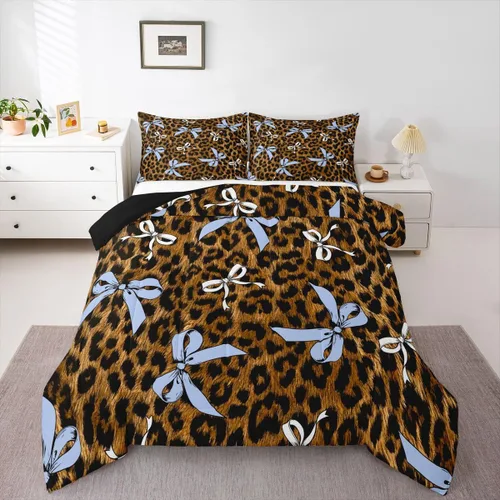 Miniatura 12 de Castle Fairy Juego de edredón con estampado de leopardo rosa y negro, juego de colcha de retazos de piel de cebra, tamaño King, para niños, niñas