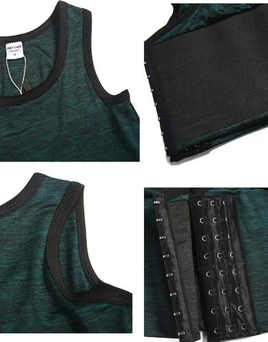 Miniatura 5 de XUJI - Camiseta compresora sin mangas de algodón transpirable para mujer, con banda elástica y colores (M-6XL)