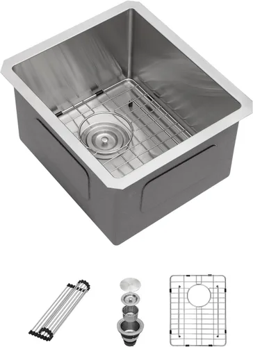 Miniatura 17 de Sarlai - Fregadero de cocina, de 30 x 18 pulgadas, empotrado, simple, de acero inoxidable calibre 16
