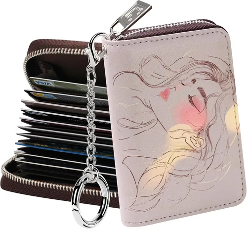 Miniatura 8 de FurArt Cartera con Cremallera para Mujeres, Cartera con Bloqueo RFID para Tarjetas de Crédito, Portador de Tarjetas de Presentación, Cartera Llavero