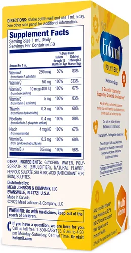 Miniatura 7 de Enfamil Poly-Vi-Sol Suplemento multivitamínico líquido para bebés y niños pequeños, botella cuentagotas de 1.7 fl oz
