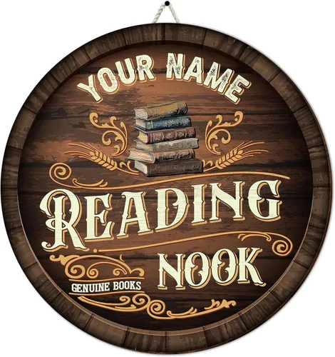 Miniatura 23 de Artsy Woodsy Letrero de madera de esquina de lectura personalizado (no tallado o neón), placa de pared, decoración de Book Nook Club Room Hideaway