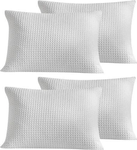 Miniatura 18 de WARMDERN - Fundas de almohada beige tamaño queen, fundas de almohada estándar, juego de 6 fundas de almohada de microfibra suave, textura boho