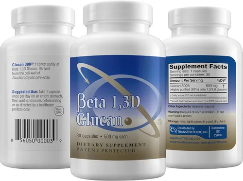 Miniatura 4 de Transfer Point Suplemento de apoyo inmunológico Beta glucano altamente purificado 500 mg por cápsula (fibra de b-glucano) (paquete de 1)