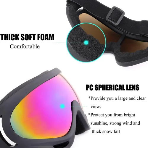 Miniatura 4 de Gafas de esquí, paquete de 3 gafas de nieve para hombres, mujeres, niños y jóvenes, protección UV400 para esquí y snowboard Multicolor/Amarillo/Tawny