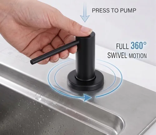 Miniatura 3 de Dispensador de jabón para fregadero de cocina, dispensador de jabón negro integrado, bomba de jabón de acero inoxidable con tubo de extensión de 40
