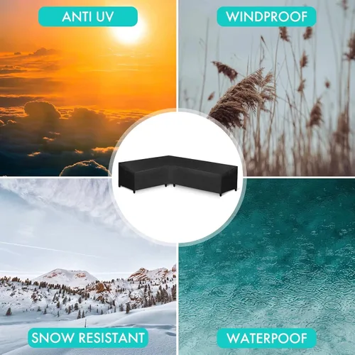 Miniatura 5 de WLEAFJ Funda de sofá modular para patio en forma de L, impermeable, de alta resistencia para exteriores con ventilación, con orientación a