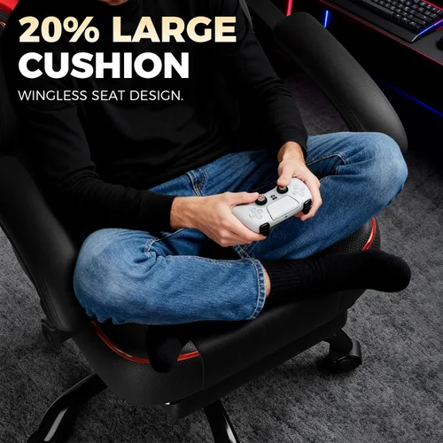 Miniatura 9 de GTPLAYER Silla de juegos grande y alta para adultos, silla de oficina ergonómica con reposapiés, capacidad resistente de 350 libras, respaldo alto
