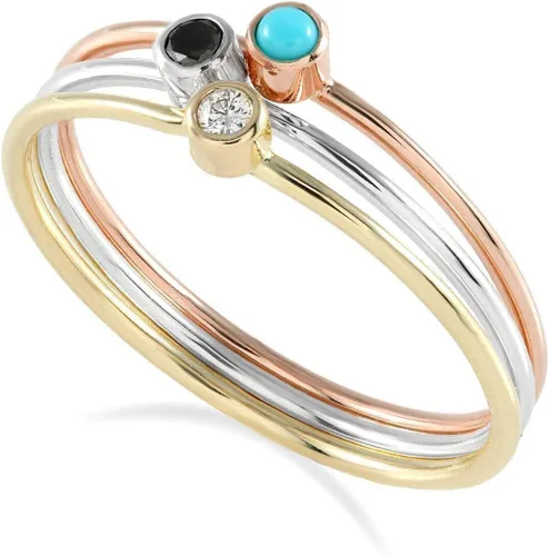 Miniatura 8 de Black Diamond Ring - Solitaire Stackable Thin Rings for Women - Round Cut Genuine Diamonds on Tiny 14k Real Gold Band - Small Promise Jewelry