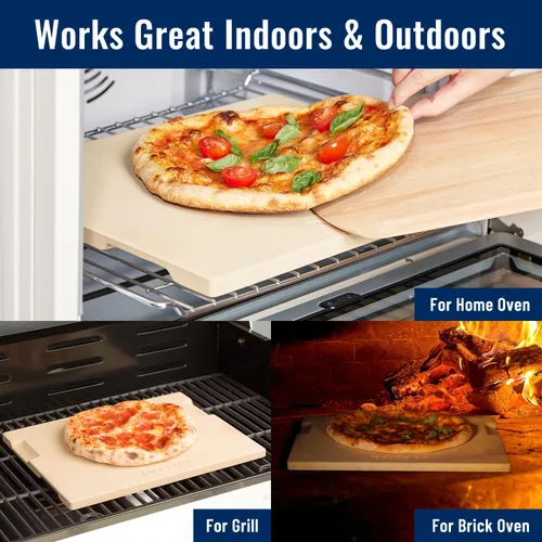 Miniatura 6 de Piedra de pizza grande, piedra rectangular de pizza de 16 x 14 pulgadas para horno, parrilla, barbacoa, piedra para hornear para pan de pizza