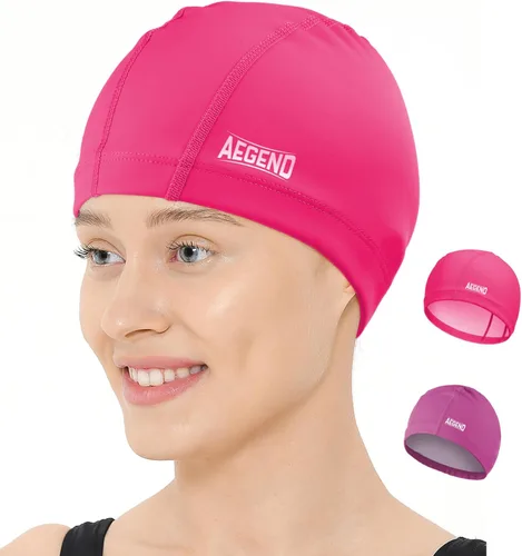 Miniatura 15 de Aegend Gorro de natación de tela, capa impermeable de silicona, gorra de natación de tela transpirable, mantiene el cabello seco con alta