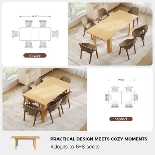 Miniatura 3 de Miereirl Mesa de comedor extensible de 59 a 77 pulgadas para 6 a 8, mesa de cocina rectangular que ahorra espacio con extensión fácil de sacar