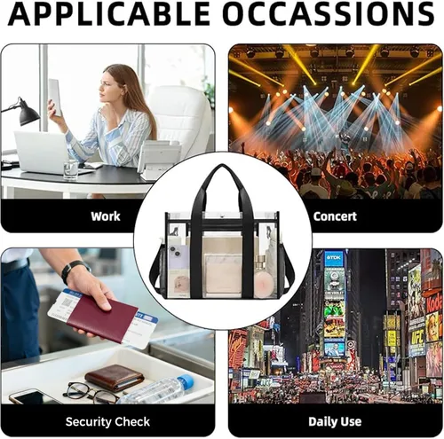 Miniatura 6 de BAGAIL Bolsa transparente, aprobada para estadios, con bolsillo interior, bolsa de viaje transparente para eventos deportivos, conciertos, trabajo
