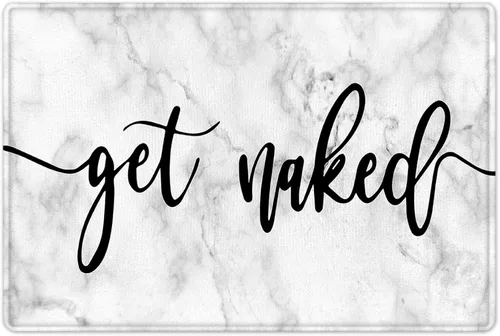 Miniatura 15 de Get Naked - Tapete de baño para baño, fuente blanca, con citas divertidas, color negro, tapete de baño de espuma viscoelástica suave, tapete