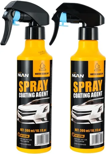 NUAN 2-Pack Nano recubrimiento cerámico hidrofóbico, kit de aerosol de revestimiento para coche de 300ml, protección de pintura automotriz fácil de