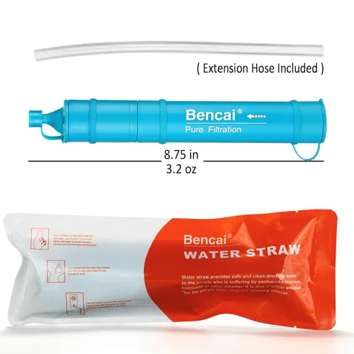 Miniatura 8 de Filtro de agua portátil con pajita de 4 etapas y ultrafiltración de 0.1 micras 3 secciones desmontables para fácil retrolavado para exteriores