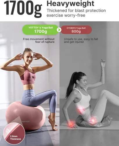 Miniatura 3 de YOTTOY - Pelota de ejercicio antiestallido para entrenamiento, yoga y embarazo, extragruesa para terapia física y fitness