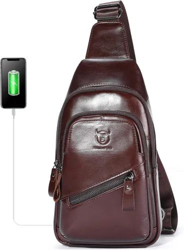 Miniatura 123 de LUKZIJAES Bolso bandolera de cuero genuino para hombre