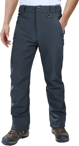 Outdoor Ventures Lite - Pantalones deportivos impermeables y resistentes al viento para hombre con forro polar para senderismo esquí nieve cintura