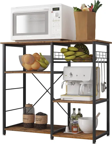 Miniatura 11 de SogesPower Estante de almacenamiento de 3 niveles para cocina, soporte para microondas, organizador de almacenamiento de utilidad, estante
