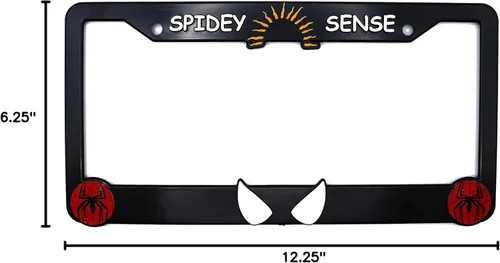 Miniatura 6 de Spidey Sense Marco de Matrícula 3D Elevado Paquete de 1 Cubierta de Matrícula de Personaje Soporte Universal de Matrícula Negra para Automóvil