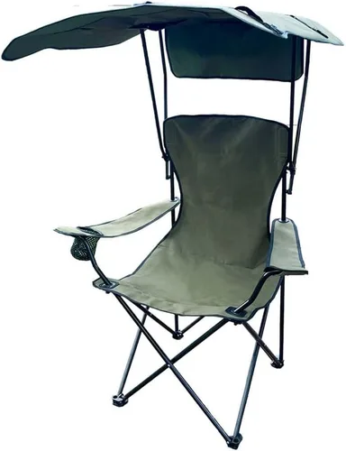 Folding Camping Chair with Canopy, Portable Outdoor Chair with Sun Shade, 50×50×130Cm, for Camping, Hiking, Fishing, Beach