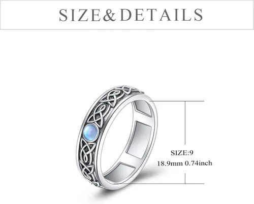 Miniatura 6 de POPLYKE Anillos giratorios giratorios de plata de ley para mujer, para aliviar el estrés, regalo