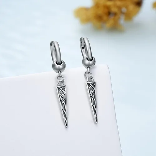 Miniatura 2 de Aretes vikingos nórdicos para hombre, plata de ley 925, aretes colgantes vikingos negros, joyería vikinga nórdica, regalos para hombres
