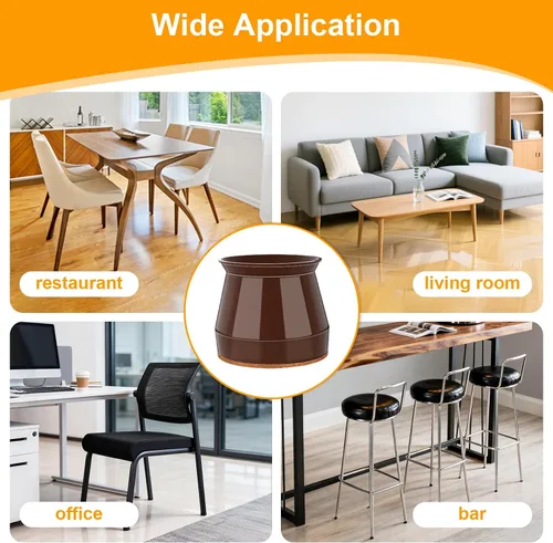 Miniatura 6 de 24 piezas de protectores de patas de silla marrón, almohadillas de fieltro para muebles con cubiertas de silicona para sillas, protectores de patas