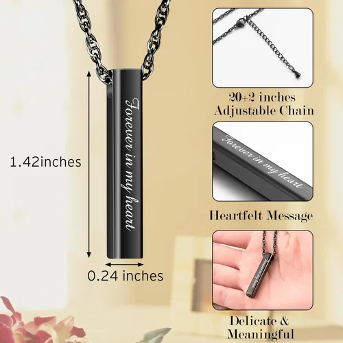 Miniatura 2 de abooxiu Collar de Urna para Cenizas Humanas, Joyería de Cremación para Cenizas en Acero Inoxidable, Colgante de Recuerdo de Cenizas, Collar de Urna