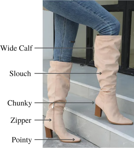 Miniatura 3 de PiePieBuy - Botas altas hasta la rodilla de gamuza sintética para mujer, pantorrilla ancha, puntera puntiaguda, tacón alto y grueso, botines