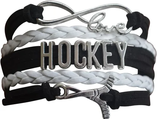Pulsera con dije de hockey, joyería de hockey sobre hielo, pulsera de hockey con amor infinito, regalo para ella