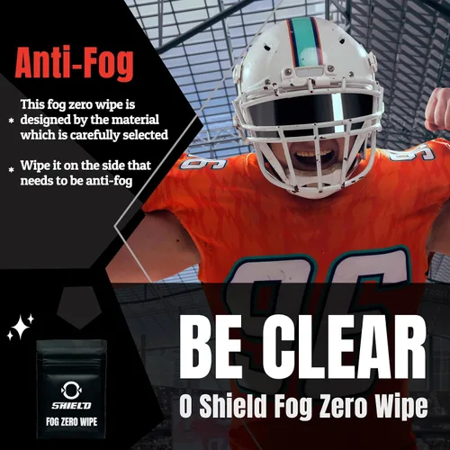 Miniatura 2 de O SHIELD Dry Fog Zero Wipe - Paquete individual, limpieza sin niebla de fútbol para lentes, gafas, viseras deportivas, viseras de casco, pantalla