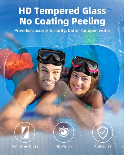 Miniatura 4 de VegoVia Gafas de natación para adultos con cubierta para la nariz, visión amplia transparente de 180°, sin fugas, máscara de buceo, gafas de piscina